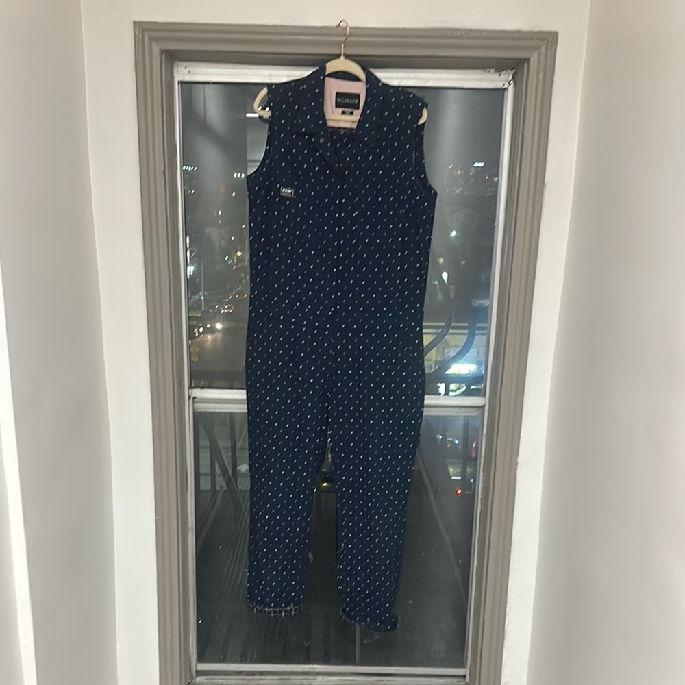 Wildfang Navy-Patterned Essential Sleeveless Coveralls